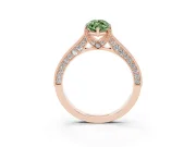 Marquise Hidden Halo Engagement Ring Setting for a Fancy Green Lab-Grown Diamond | Milgrain Pave | Rose Gold