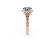 Oval Hidden Halo Filigree Engagement Ring Setting for a Fancy Blue Lab-Grown Diamond | Rose Gold
