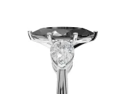 Marquise Three-Stone Engagement Ring Setting for a Black Center | Pear Side Stones | Sterling Silver