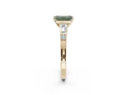 Emerald Cut Tapered Baguette Engagement Ring Setting for a Fancy Green Lab-Grown Diamond | Bar Set Sides | Yellow Gold