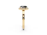 Round Thin Halo Engagement Ring Setting for a Black Center | Slim Plain Band | Yellow Gold
