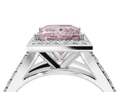 Princess Cut Halo Pavé Engagement Ring Setting for a Fancy Pink Lab-Grown Diamond | Narrow Split Shank | White Gold