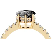 Heart-Shaped Hidden Halo Engagement Ring Setting for a Black Center | Yellow Gold