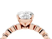 Oval Beaded Solitaire Engagement Ring Setting | Bezel Accents | Rose Gold