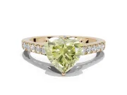 Heart-Shaped Pavé Engagement Ring Setting for a Fancy Yellow Lab-Grown Diamond | Crossover Gallery | Yellow Gold
