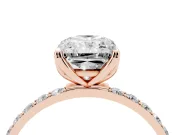 Radiant Cut Pave Solitaire Engagement Ring Setting | Fine Line Pave Band | Rose Gold