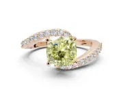 Cushion Cut Bypass Pavé Engagement Ring Setting for a Fancy Yellow Lab-Grown Diamond | Rose Gold