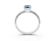 Emerald Cut Three Row Pave Engagement Ring Setting for a Fancy Blue Lab-Grown Diamond | White Gold