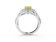 Oval Hidden Halo Filigree Engagement Ring Setting for a Fancy Yellow Lab-Grown Diamond | White Gold