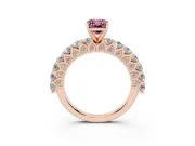 Emerald Cut Shared Prong Engagement Ring Setting for a Fancy Pink Lab-Grown Diamond | Rose Gold