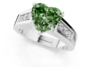 Heart-Shaped Channel-Set Engagement Ring Setting for a Fancy Green Lab-Grown Diamond | Platinum
