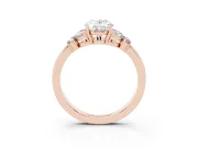 Oval Cut Diamond Solitaire Floral Ring Set in Rose gold with Marquise Petals and Prong Setting