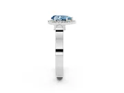 Fancy Blue Pear Cut Diamond Halo Ring Set in Silver with Pavé-Lined Split Shank Band