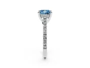 Princess Cut Hidden Halo Pave Engagement Ring Setting for a Fancy Blue Lab-Grown Diamond | Claw Prongs | Platinum