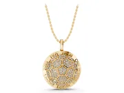 Round Lab-Grown Diamond Pavé Soccer Ball Pendant Necklace | Lettered Rim | Yellow Gold