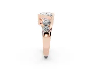 Princess Cut Bezel Bypass Engagement Ring Setting | Round Side Stones | Rose Gold