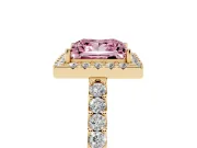 Princess Cut Halo Engagement Ring Setting for a Fancy Pink Lab-Grown Diamond | Single Row Pavé Band | Yellow Gold