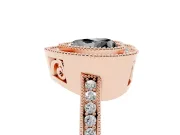 Fancy Black Heart Cut Diamond Round Halo Ring Set in Rose gold with Pavé Band
