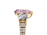 Pear-Shaped Engagement Ring Setting for a Fancy Pink Lab-Grown Diamond | Three Stone | Yellow Gold