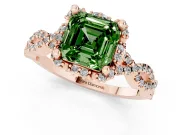Asscher Cut Milgrain Halo Engagement Ring Setting for a Fancy Green Lab-Grown Diamond | Graduated Shoulders | Rose Gold
