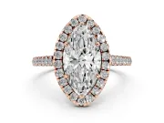 Marquise Halo Engagement Ring Setting | Pave Shoulders | Rose Gold