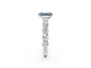 Emerald Cut Side Stone Engagement Ring Setting for a Fancy Blue Lab-Grown Diamond | Scalloped Prong Accents | Platinum