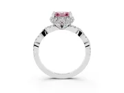 Asscher Cut Graduated Milgrain Halo Engagement Ring Setting for a Fancy Pink Lab-Grown Diamond | Sterling Silver