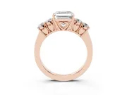 Asscher Cut Close Set Five Stone Engagement Ring Setting | Rose Gold