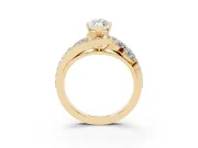 Marquise Cut Diamond Halo Ring Set in Yellow gold with Marquise and Pavé Band in Prong Setting