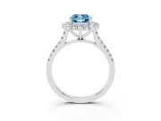 Cushion Cut Halo Engagement Ring Setting for a Fancy Blue Lab-Grown Diamond | Sterling Silver - Design NV-24700