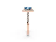 Princess Cut Halo Engagement Ring Setting for a Fancy Blue Lab-Grown Diamond | Single Row Pavé Band | Rose Gold
