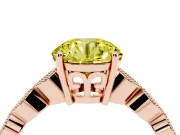 Round Milgrain Solitaire Engagement Ring Setting for a Fancy Yellow Lab-Grown Diamond | Rose Gold