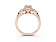 Oval Three-Stone Ring Setting for a Fancy Pink Lab-Grown Diamond | Pear Side Stones | Rose Gold