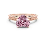 Fancy Pink Heart Cut Diamond Solitaire Milgrain Engraved Band Set in Rose gold with Prong Setting