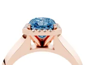 Radiant Cut Knife-Edge Halo Engagement Ring Setting for a Fancy Blue Lab-Grown Diamond | Rose Gold