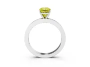 Fancy Yellow Radiant Cut Diamond Solitaire Ring Set in Platinum with Channel-Set Baguette Band and Prong Setting