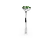 Fancy Green Pear Cut Diamond Solitaire Ring Set in White gold with Thin Band and Prong Setting