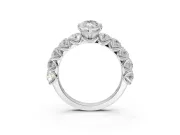 Marquise Side Stone Engagement Ring Setting | Scalloped Prong Accents | Sterling Silver