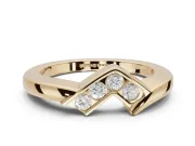 Round Lab-Grown Diamond Channel Set Chevron Wedding Band | V Front | Yellow Gold