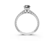 Pear-Shaped Engraved Solitaire Engagement Ring Setting for a Black Center | White Gold