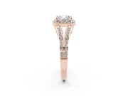 Cushion Cut Halo Engagement Ring Setting | V-Split Pavé Band | Rose Gold