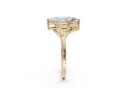 Marquise Leaf Bypass Solitaire Engagement Ring Setting | Polished Band | Yellow Gold