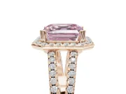 Asscher Cut Halo Split Shank Engagement Ring Setting for a Fancy Pink Lab-Grown Diamond | Pavé Shoulders | Rose Gold
