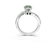 Cushion Cut Bypass Engagement Ring Setting for a Fancy Green Lab-Grown Diamond | Sterling Silver