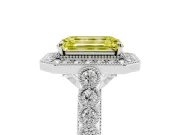 Emerald Cut Graduated Milgrain Halo Engagement Ring Setting for a Fancy Yellow Lab-Grown Diamond | Sterling Silver