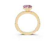 Heart-Shaped Vintage Pavé Engagement Ring Setting for a Fancy Pink Lab-Grown Diamond | Yellow Gold