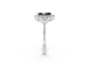 Fancy Black Radiant Cut Diamond Cluster Ring Set in White gold with Beaded Band