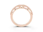 Round Diamond Pavé Chevron Band Set in Rose gold with Milgrain Edges