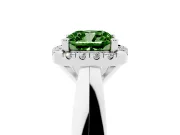 Cushion Cut Halo Engagement Ring Setting for a Fancy Green Lab-Grown Diamond | Square Profile Band | Platinum
