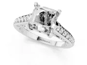 Princess Cut Graduated Pave Cathedral Solitaire Engagement Ring Setting | Scroll Cut-Outs | Platinum